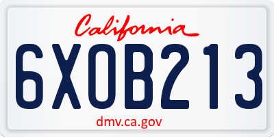 CA license plate 6XOB213