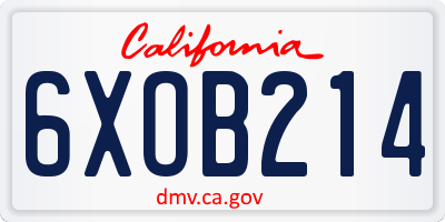 CA license plate 6XOB214