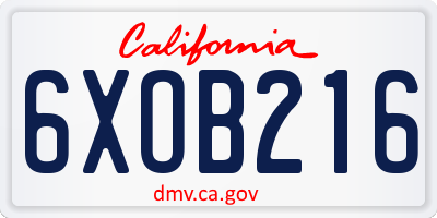 CA license plate 6XOB216