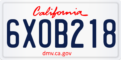 CA license plate 6XOB218