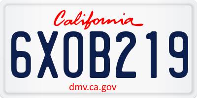 CA license plate 6XOB219
