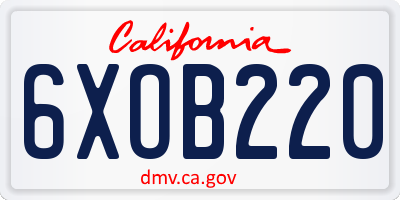 CA license plate 6XOB220