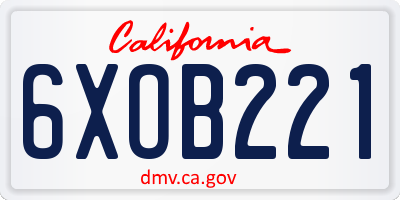 CA license plate 6XOB221