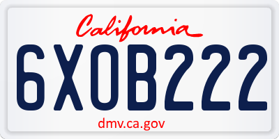 CA license plate 6XOB222