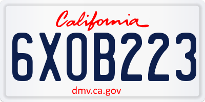 CA license plate 6XOB223