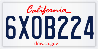 CA license plate 6XOB224