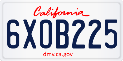 CA license plate 6XOB225
