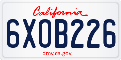 CA license plate 6XOB226