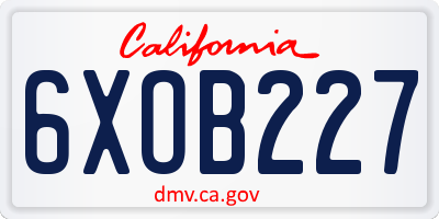 CA license plate 6XOB227