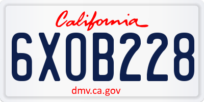 CA license plate 6XOB228