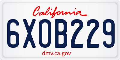 CA license plate 6XOB229