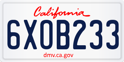 CA license plate 6XOB233