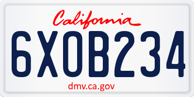 CA license plate 6XOB234