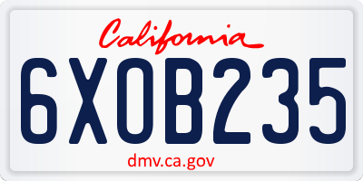 CA license plate 6XOB235