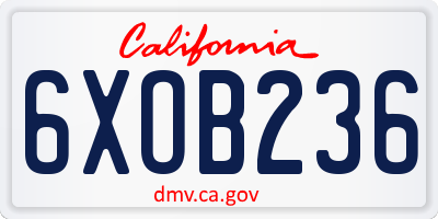 CA license plate 6XOB236