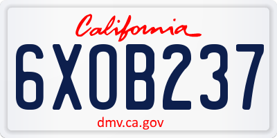 CA license plate 6XOB237