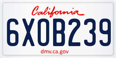 CA license plate 6XOB239