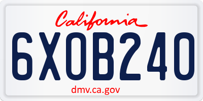 CA license plate 6XOB240