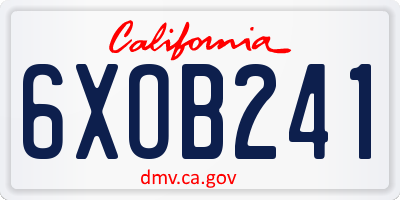 CA license plate 6XOB241