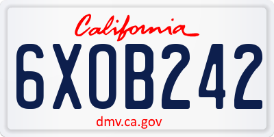 CA license plate 6XOB242