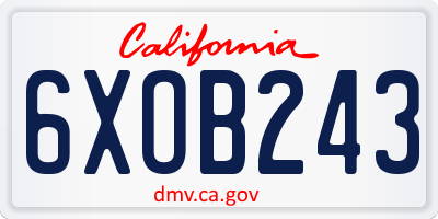 CA license plate 6XOB243