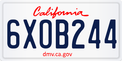 CA license plate 6XOB244