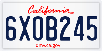 CA license plate 6XOB245