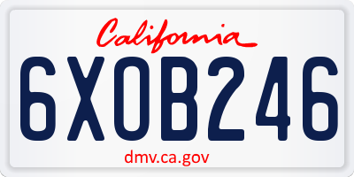 CA license plate 6XOB246