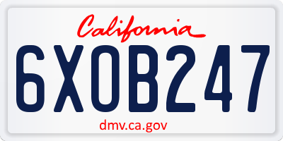 CA license plate 6XOB247