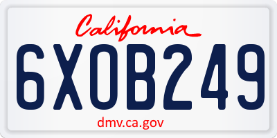 CA license plate 6XOB249