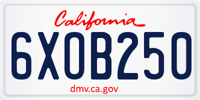 CA license plate 6XOB250