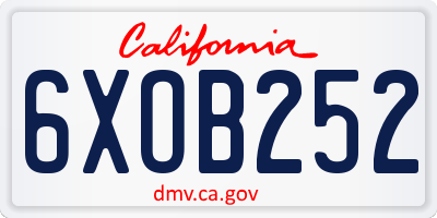 CA license plate 6XOB252