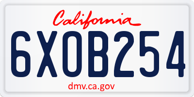 CA license plate 6XOB254