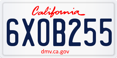 CA license plate 6XOB255
