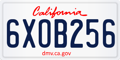 CA license plate 6XOB256