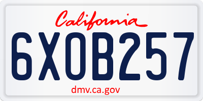 CA license plate 6XOB257