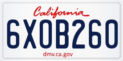 CA license plate 6XOB260