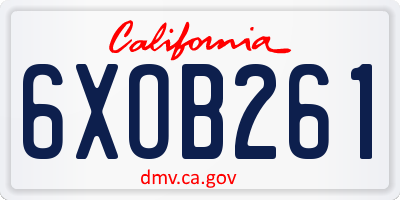 CA license plate 6XOB261