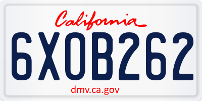 CA license plate 6XOB262