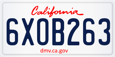 CA license plate 6XOB263