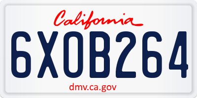 CA license plate 6XOB264