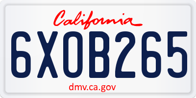 CA license plate 6XOB265