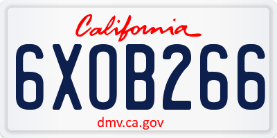 CA license plate 6XOB266