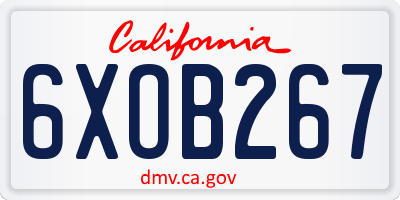 CA license plate 6XOB267