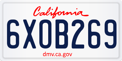 CA license plate 6XOB269