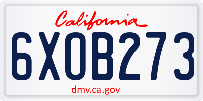 CA license plate 6XOB273