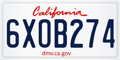 CA license plate 6XOB274