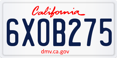 CA license plate 6XOB275