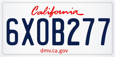 CA license plate 6XOB277
