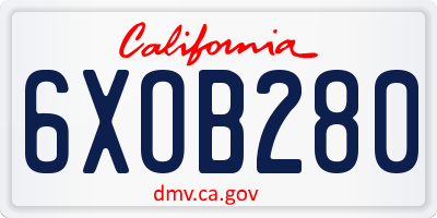 CA license plate 6XOB280